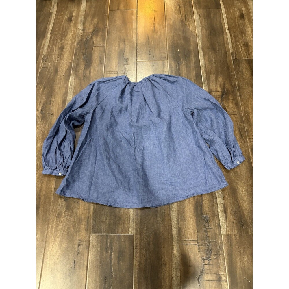 Ann Mashburn Women Grey Linen Blouse Size Small - Picture 6 of 7